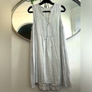 Light blue and white striped Sleeveless Maxi Dress